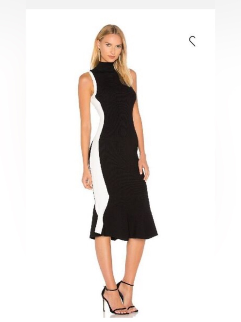 Kendall & Kylie Black Midi Dress with White Side Panels